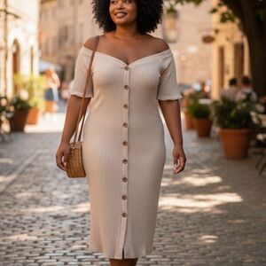 Button-Down Midi Sweater Dress